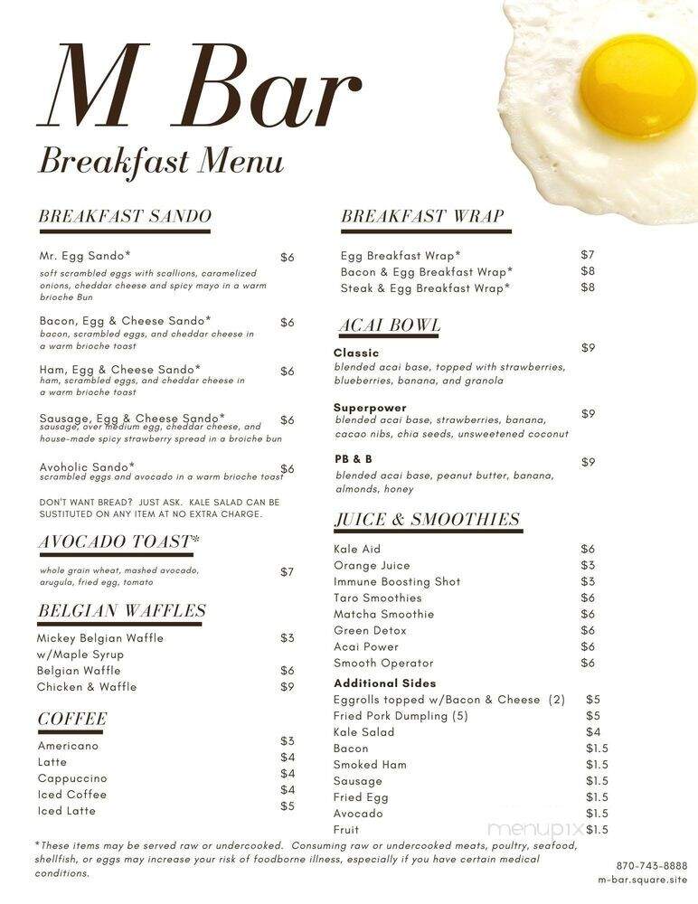 M Bar - Harrison, AR menu_pic