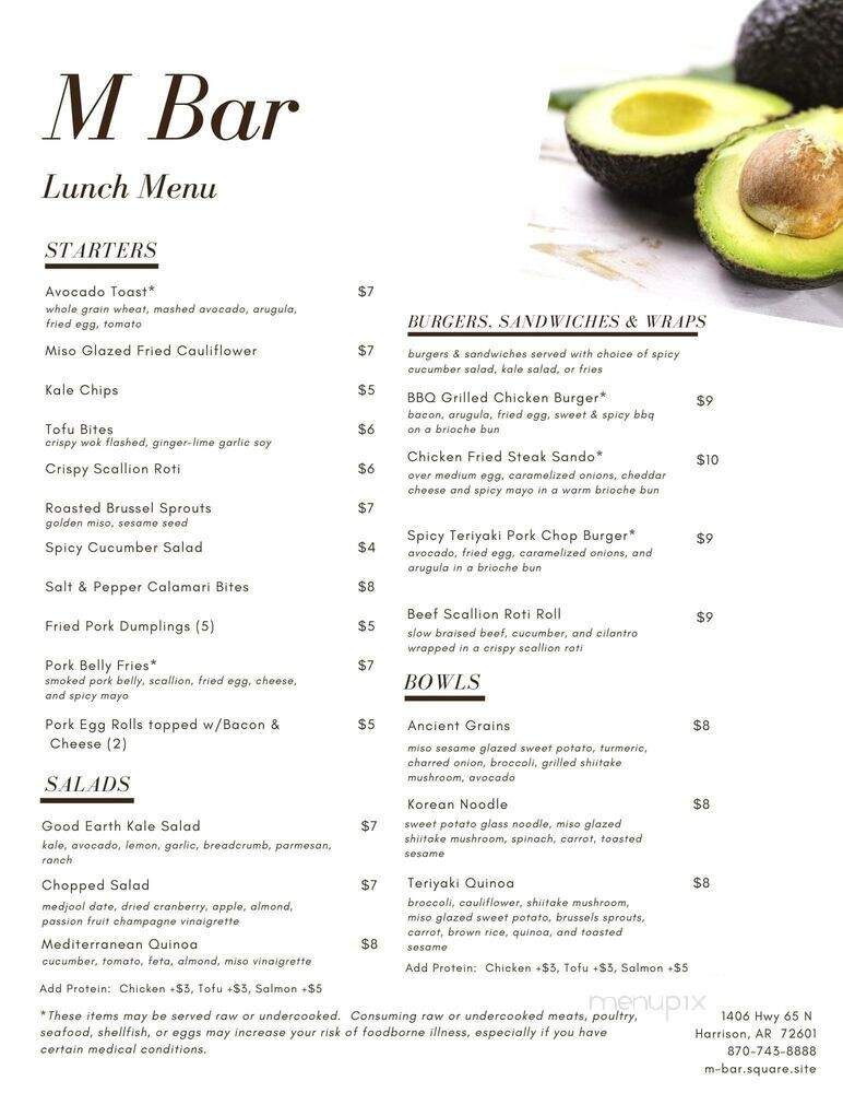 M Bar - Harrison, AR menu_pic