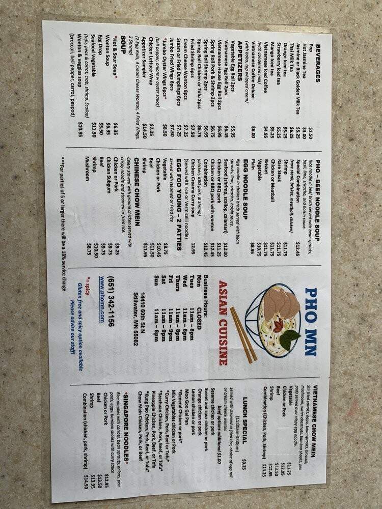 Pho Mai - Stillwater, MN menu_pic