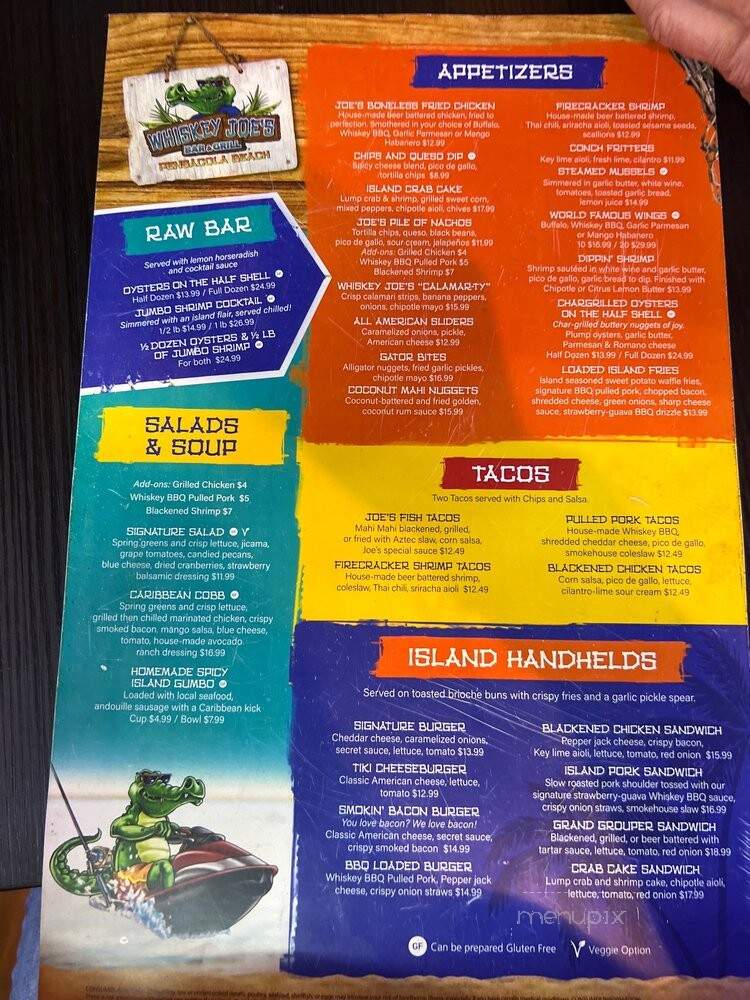 Whiskey Joe's Bar & Grill - Pensacola Beach, FL menu_pic