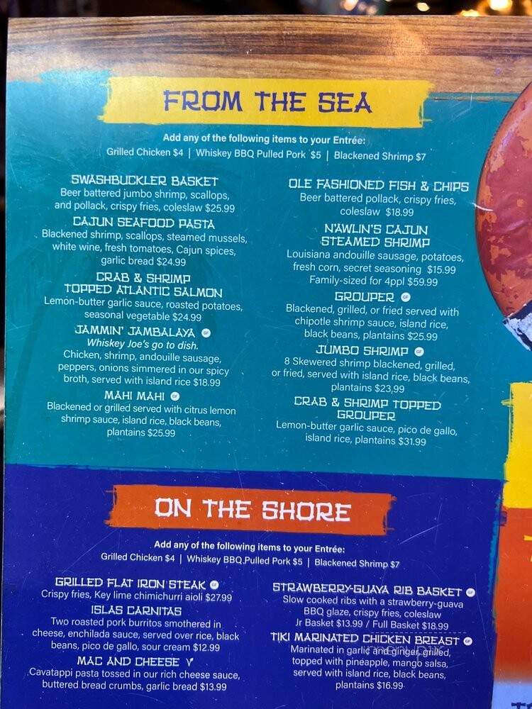 Whiskey Joe's Bar & Grill - Pensacola Beach, FL menu_pic