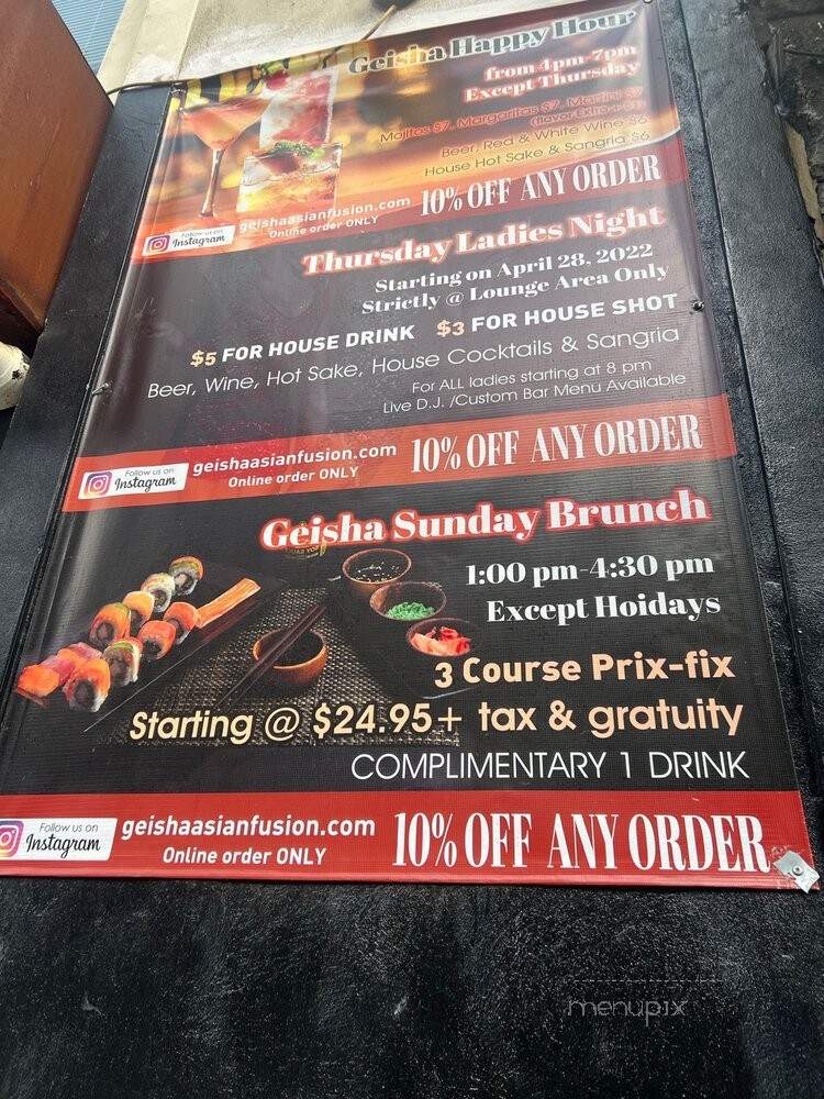 Geisha Asian Fusion - New York, NY menu_pic