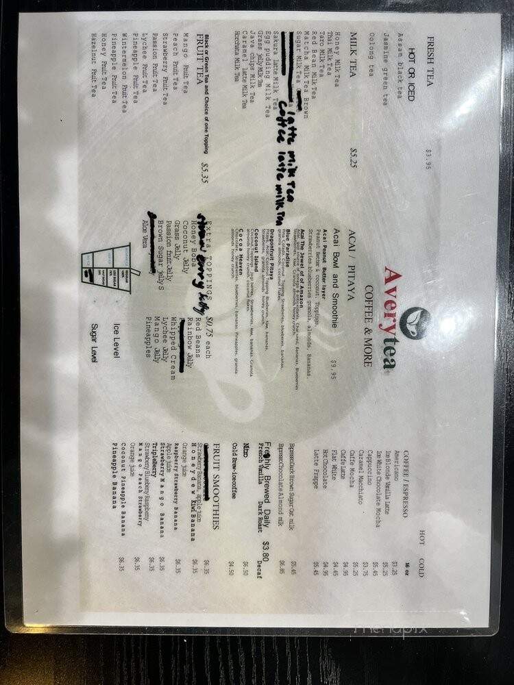 Avery Tea - Temecula, CA menu_pic