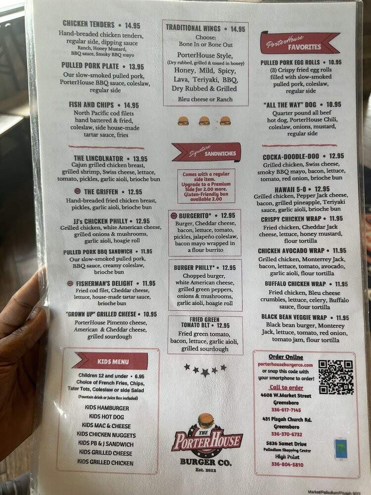 Porter House Burger - Greensboro, NC menu_pic