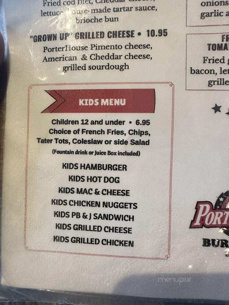 Porter House Burger - Greensboro, NC menu_pic