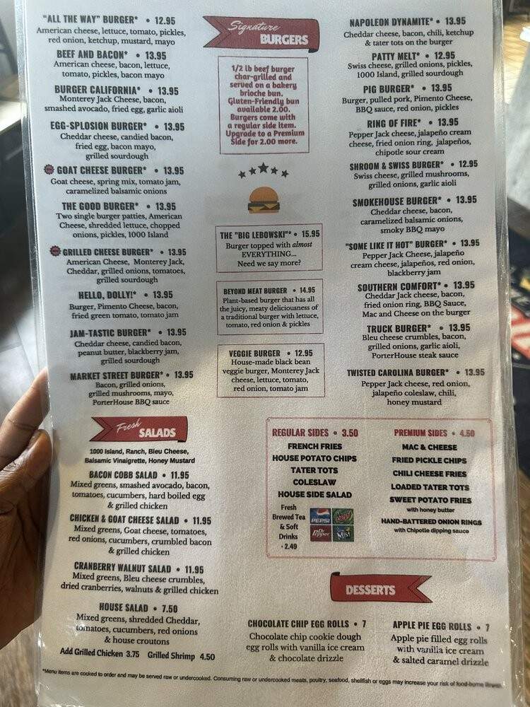 Porter House Burger - Greensboro, NC menu_pic