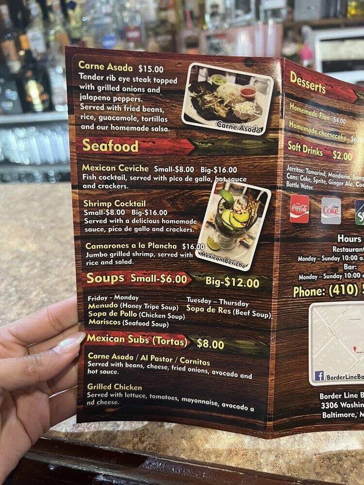 Borderline Bar & Restaurant - Halethorpe, MD menu_pic