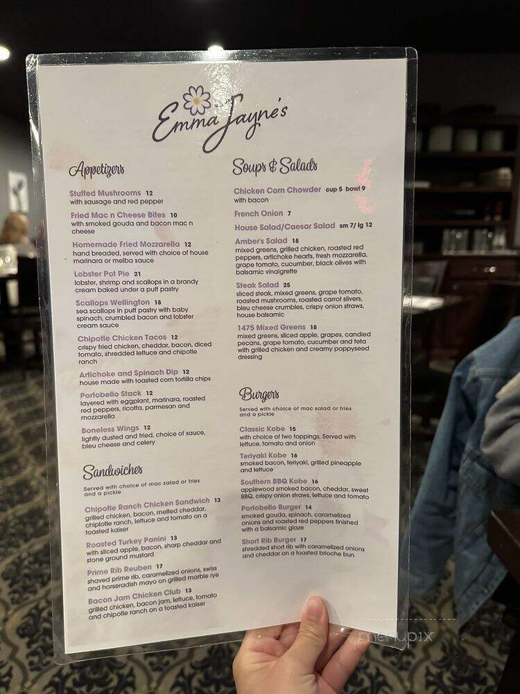 Emma Jayne's Restaurant - Clifton Park, NY menu_pic