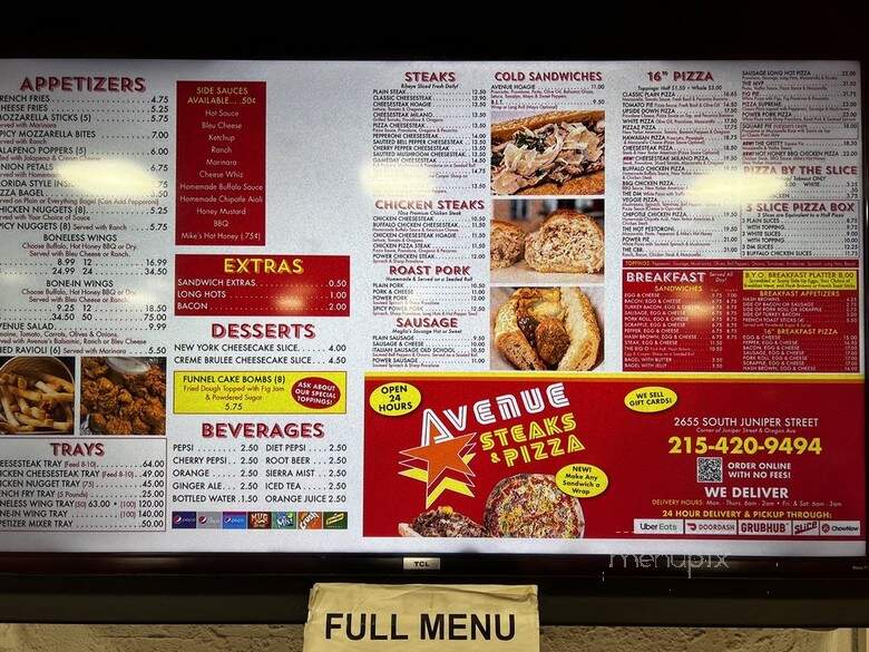 Avenue Steaks & Pizza - Philadelphia, PA menu_pic