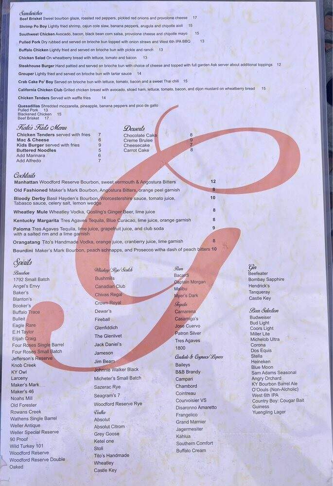Gibson's Restaurant & Bar - Midway, KY menu_pic