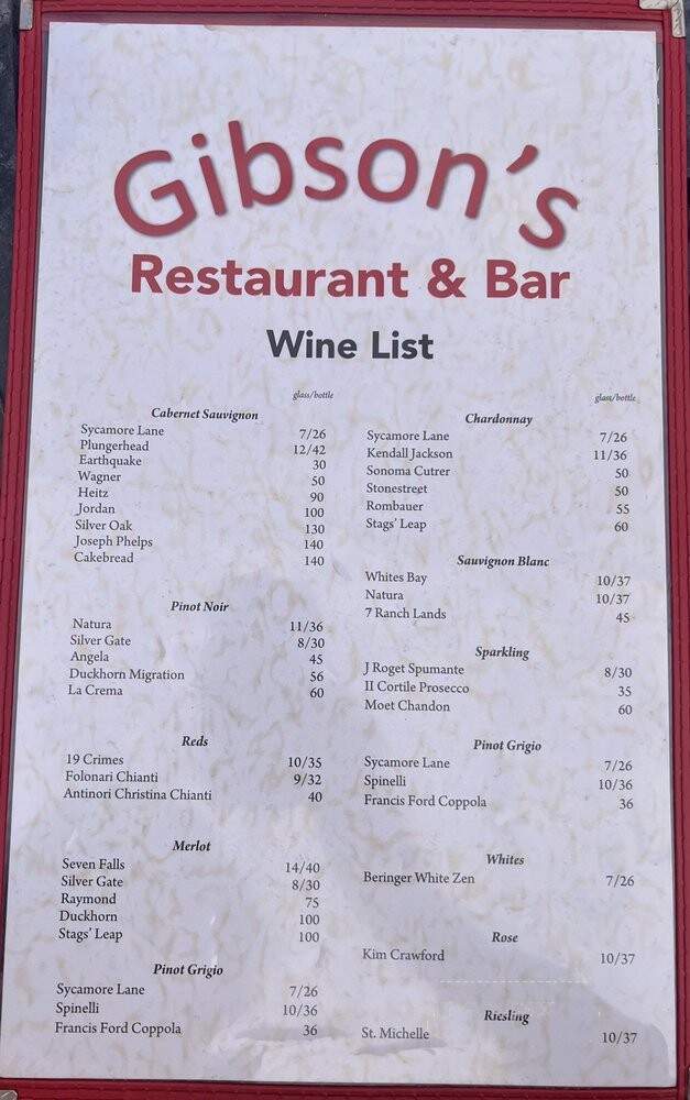 Gibson's Restaurant & Bar - Midway, KY menu_pic