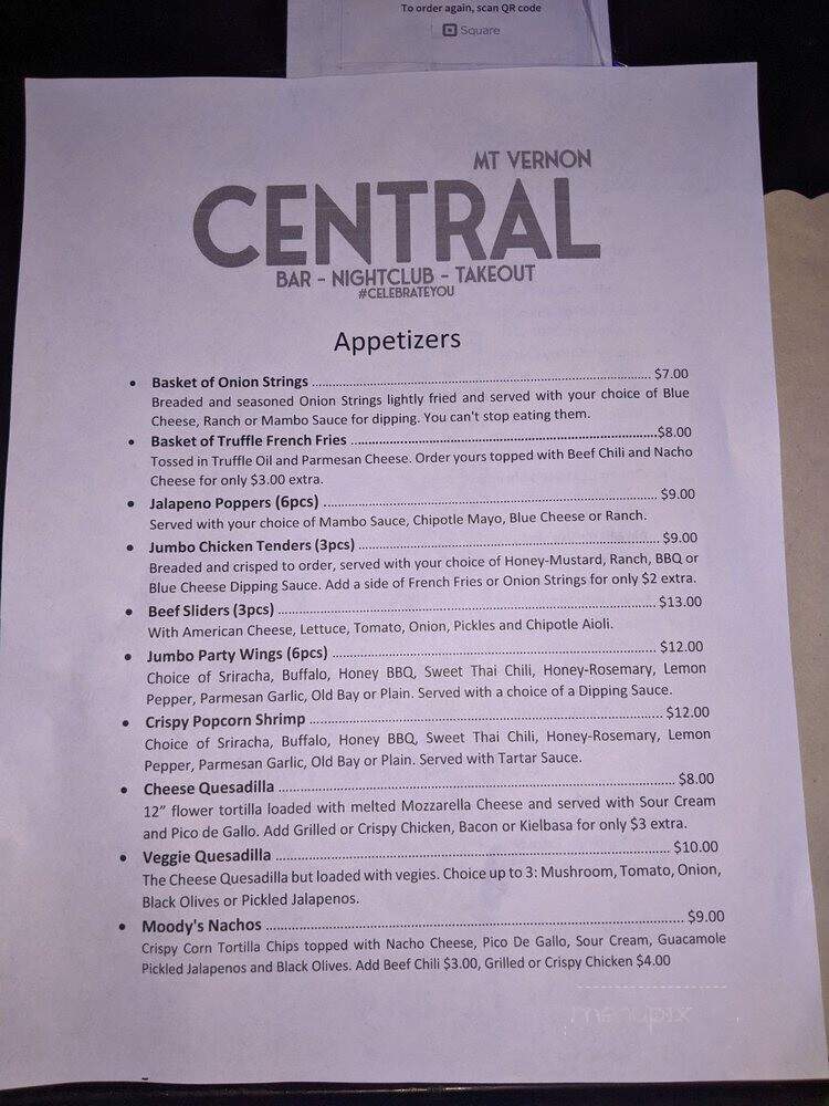 Central Bar - Baltimore, MD menu_pic