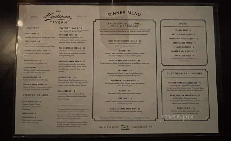 The Huntsman Tavern & Restaurant - Ellensburg, WA menu_pic