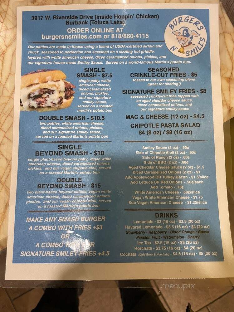 Burgers N' Smiles - Burbank, CA menu_pic