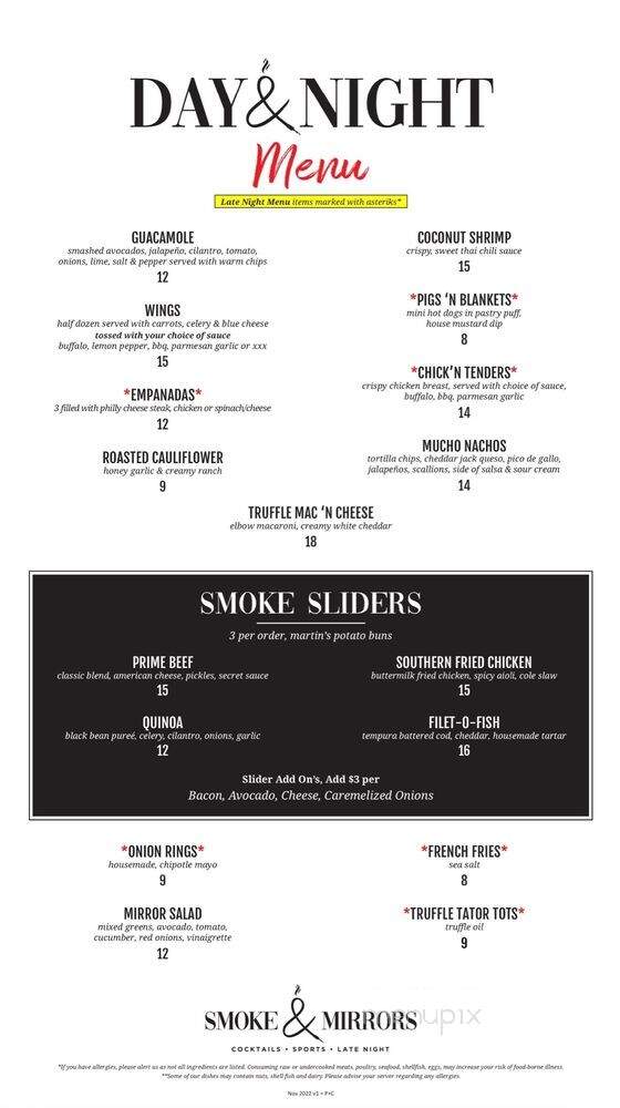 Smoke & Mirrors - New York, NY menu_pic