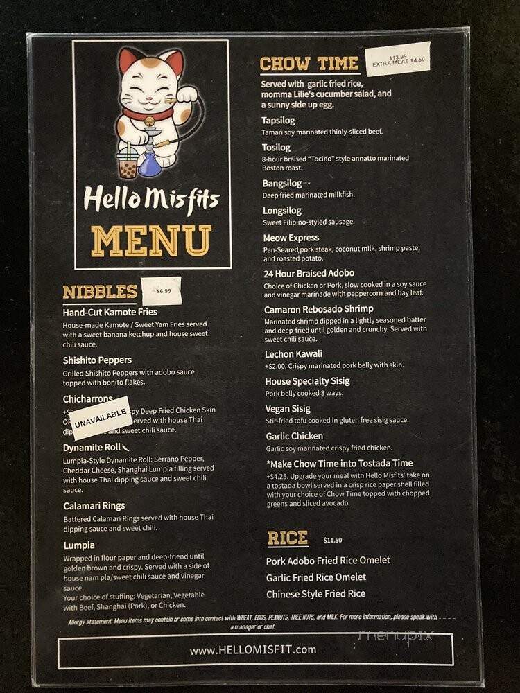 Hello Misfits - Paradise, NV menu_pic