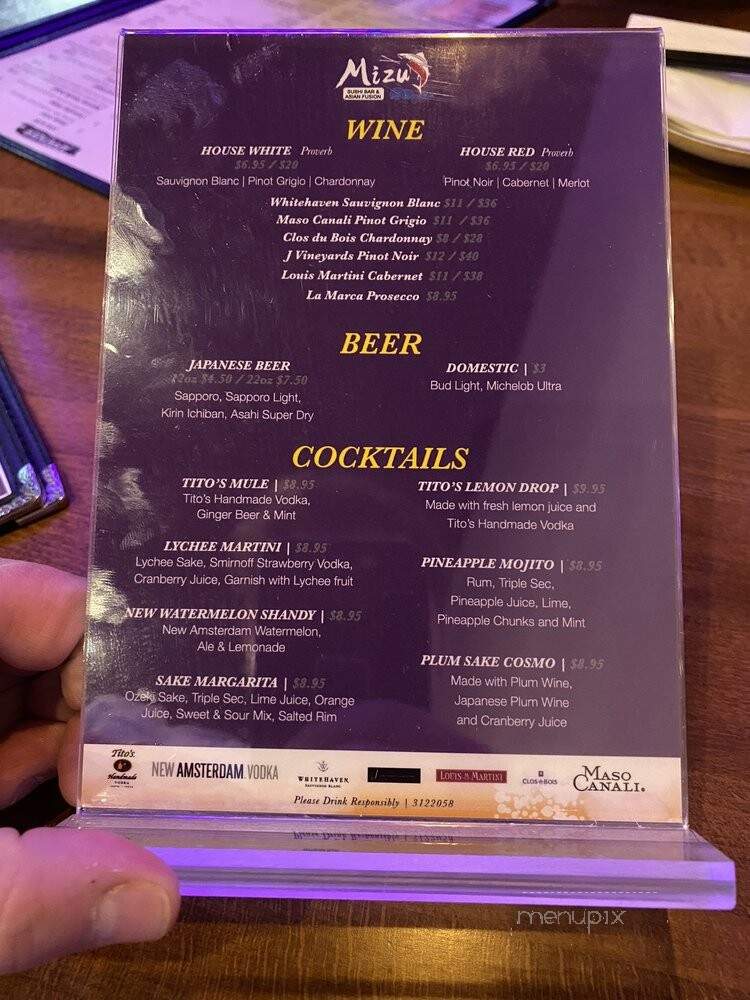 Mizu Sushi Bar & Asian Fusion - New Orleans, LA menu_pic