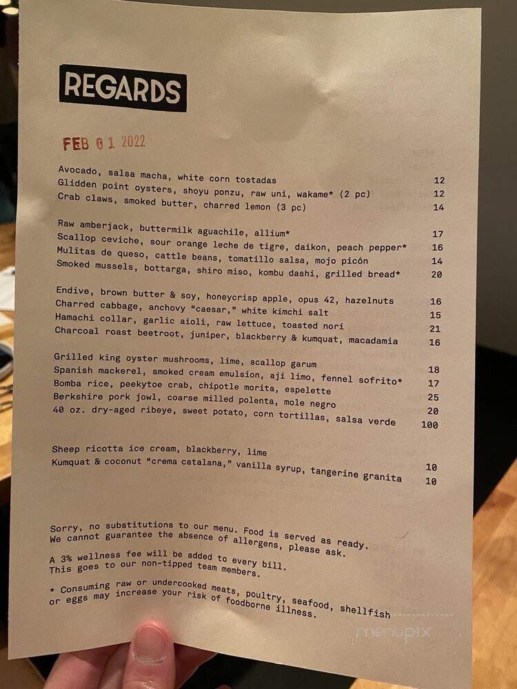 Regards - Portland, ME menu_pic