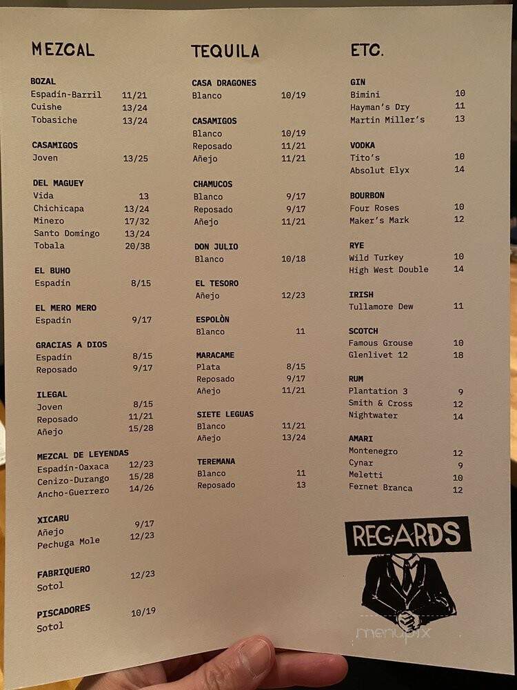 Regards - Portland, ME menu_pic