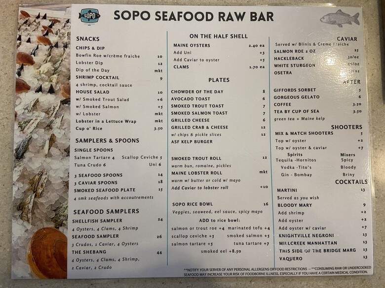 SoPo Seafood Market & Raw Bar - South Portland, ME menu_pic