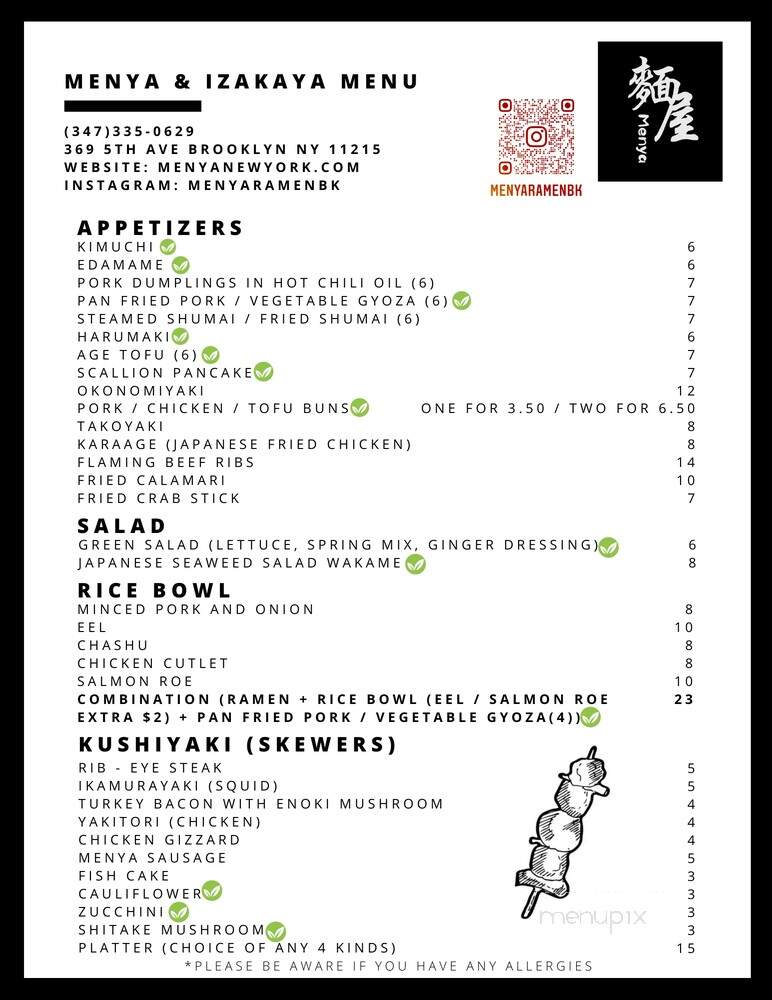 Menya & Izakaya - Brooklyn, NY menu_pic