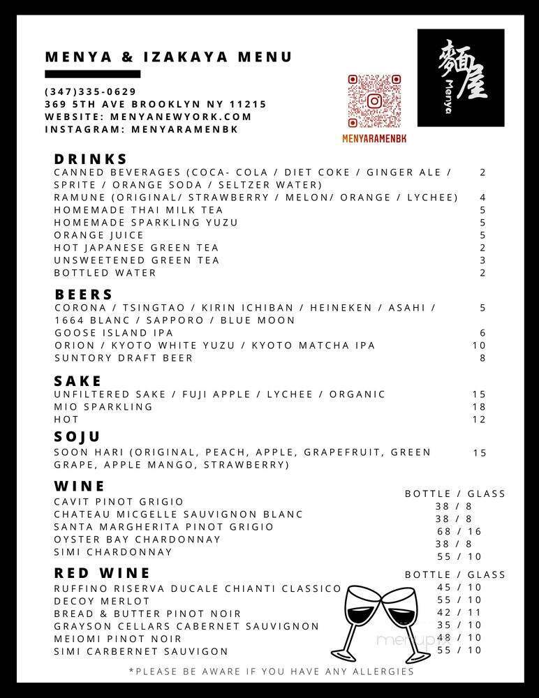 Menya & Izakaya - Brooklyn, NY menu_pic