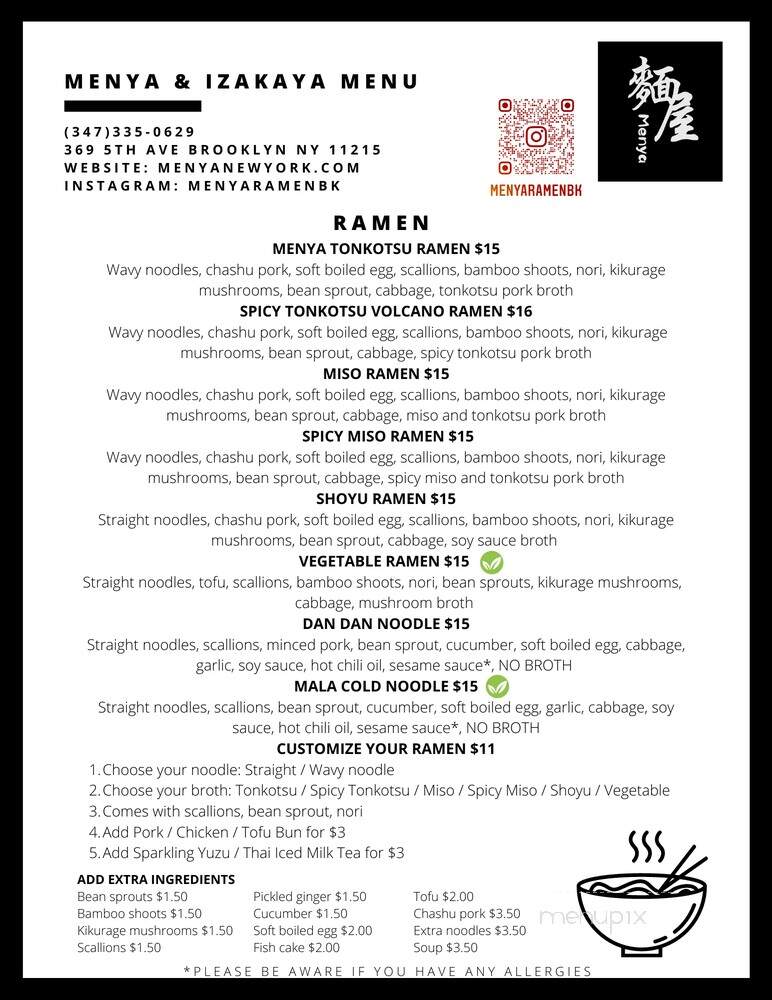 Menya & Izakaya - Brooklyn, NY menu_pic