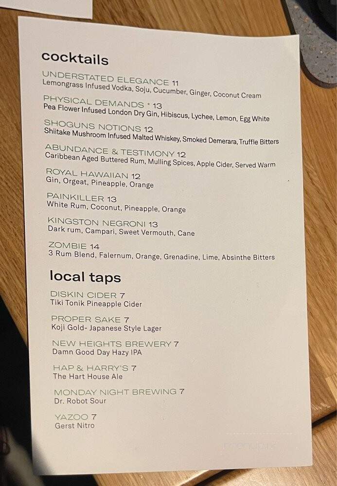 The Hart - Nashville, TN menu_pic