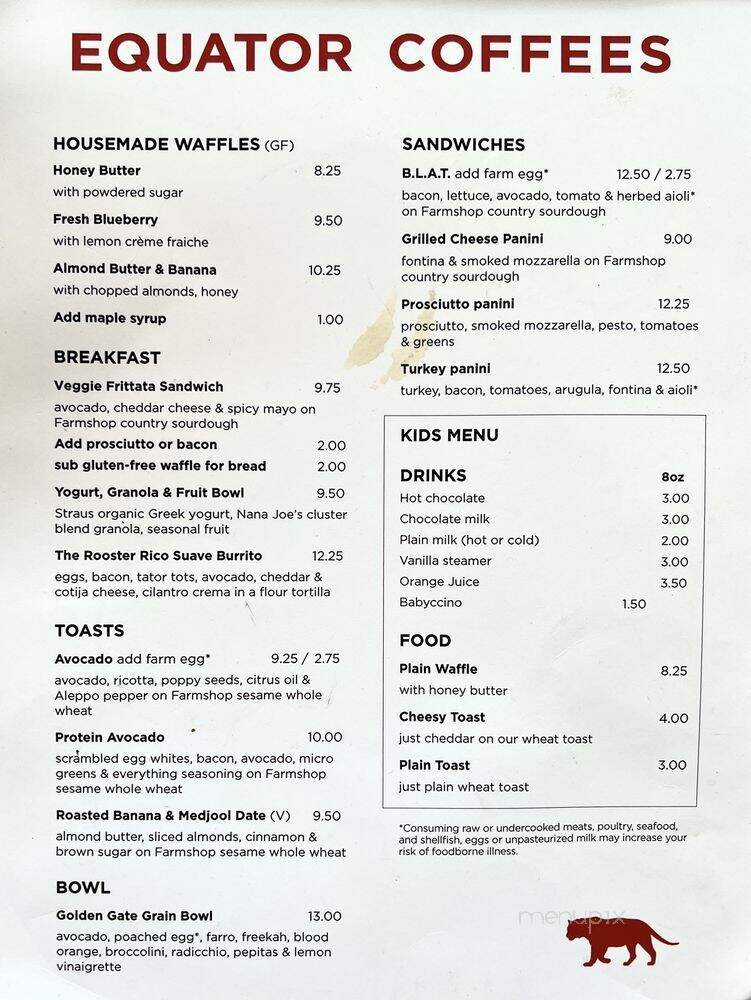 Equator Coffees - Culver City, CA menu_pic