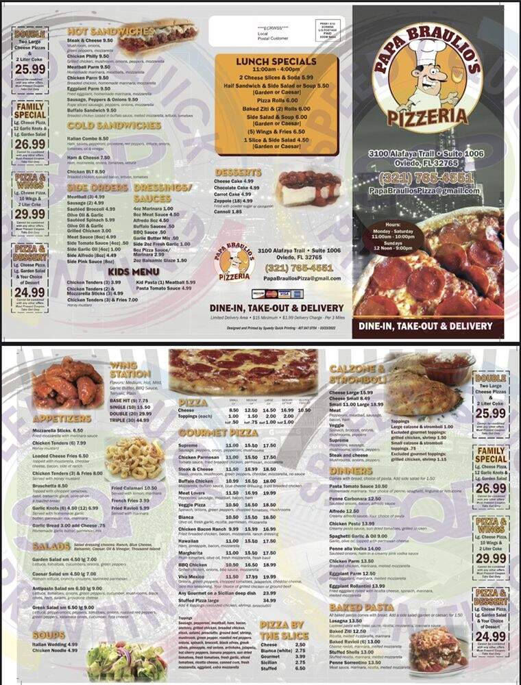 Papa Braulio's Pizzeria - Oviedo, FL menu_pic