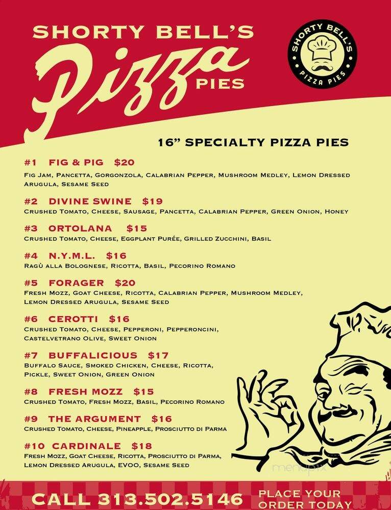 Shorty Bell's Pizza - Detroit, MI menu_pic