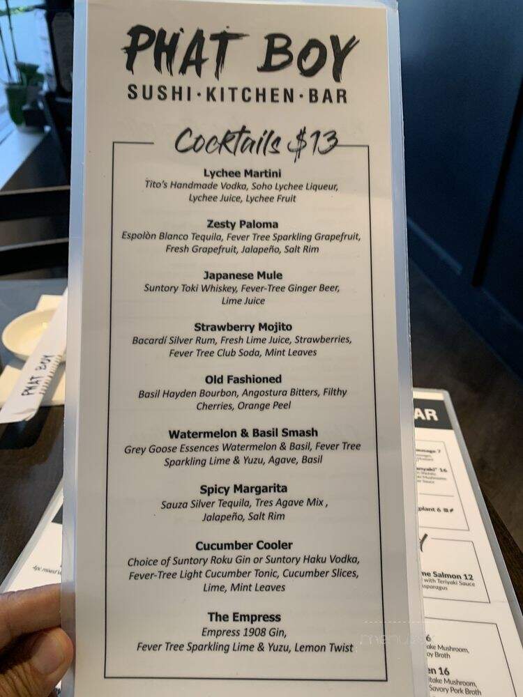 Phat Boy Sushi, Kitchen & Bar - Davie, FL menu_pic