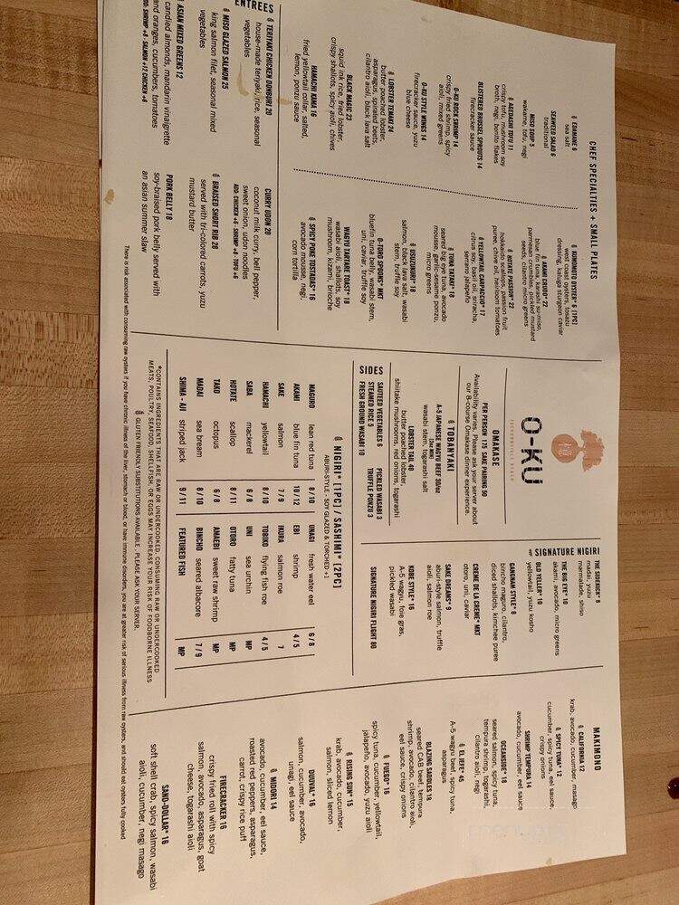 O-Ku - Jacksonville Beach, FL menu_pic