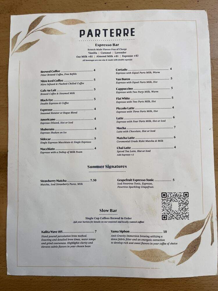 Parterre - Dallas, TX menu_pic