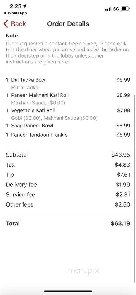 Kati Roll Co - Los Angeles, CA menu_pic