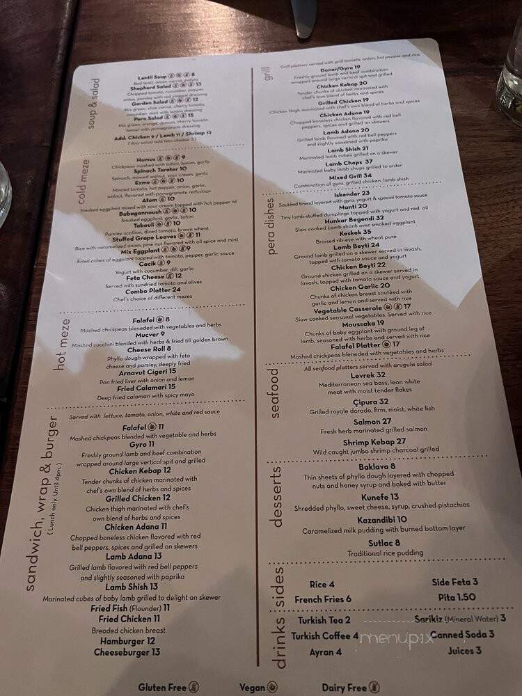 Pera Turkish Cuisine - Philadelphia, PA menu_pic