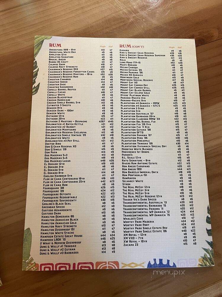 Cane Tiki Room - Paso Robles, CA menu_pic