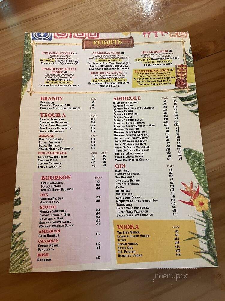 Cane Tiki Room - Paso Robles, CA menu_pic