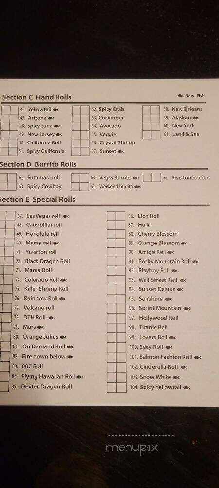 Sushi Yu - Riverton, UT menu_pic