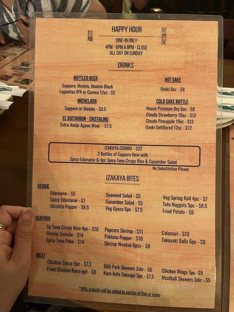 Ramen Izakaya - North Hollywood, CA menu_pic