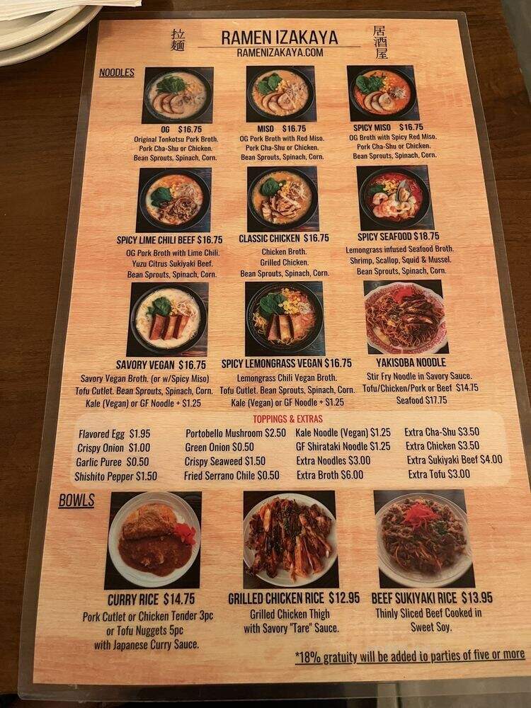 Ramen Izakaya - North Hollywood, CA menu_pic