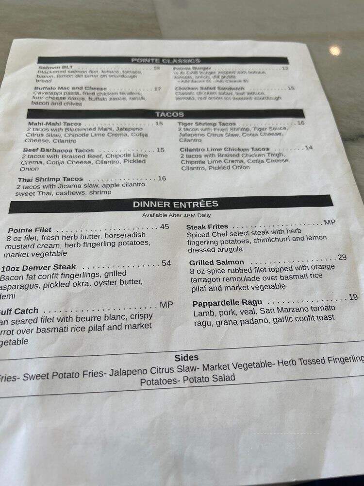 ThePointe - Gulf Breeze, FL menu_pic
