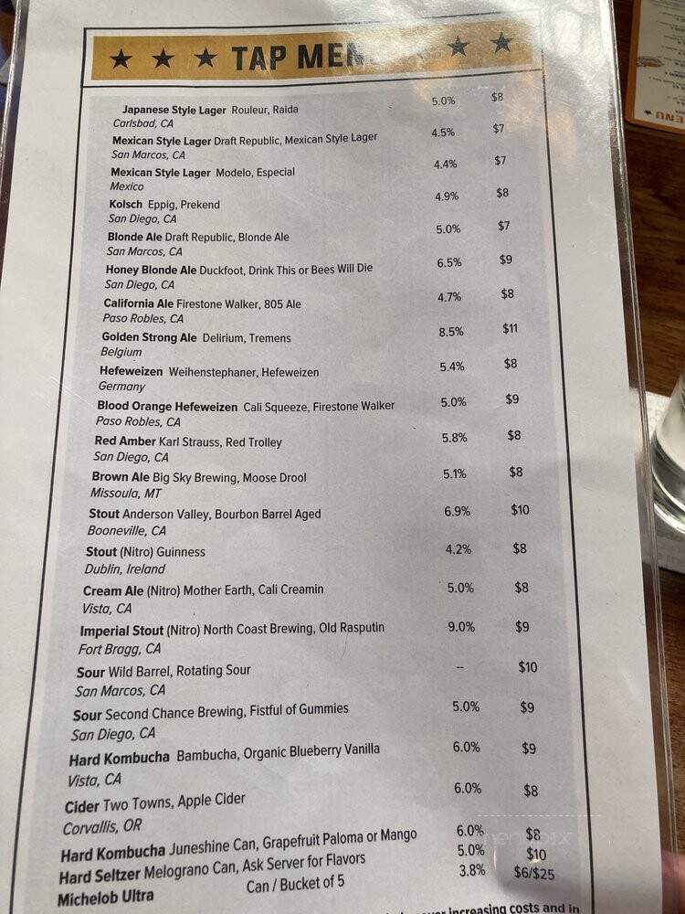 Draft Republic - San Marcos, CA menu_pic