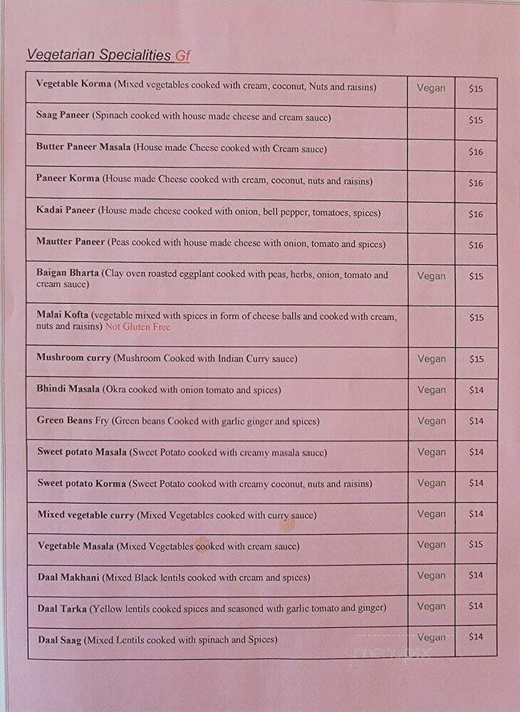 Spice of India Restaurant and Bar - Denver, CO menu_pic