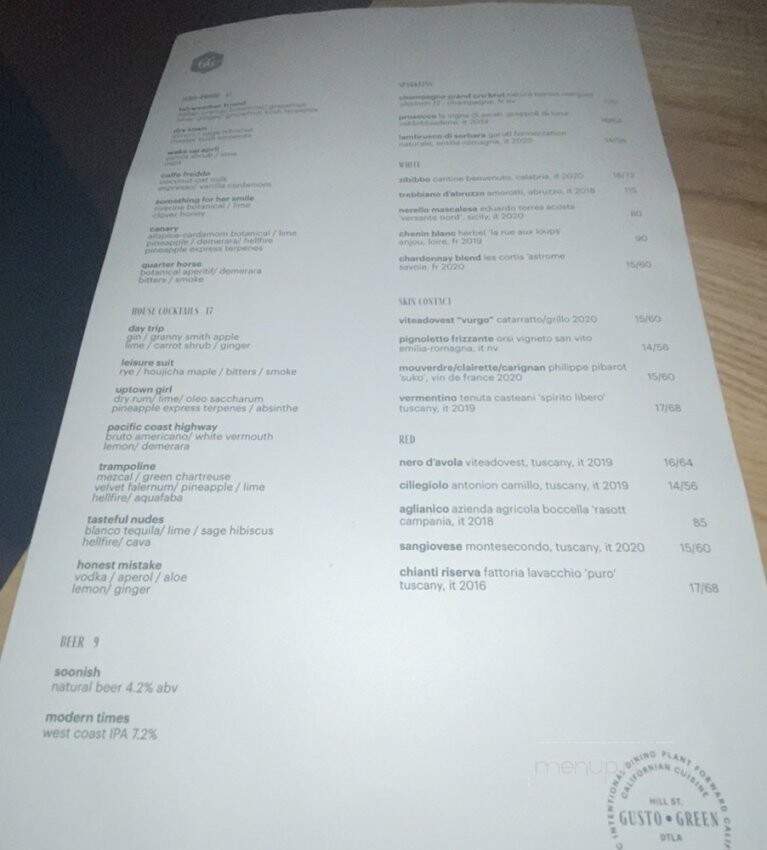 Gusto Green - Los Angeles, CA menu_pic