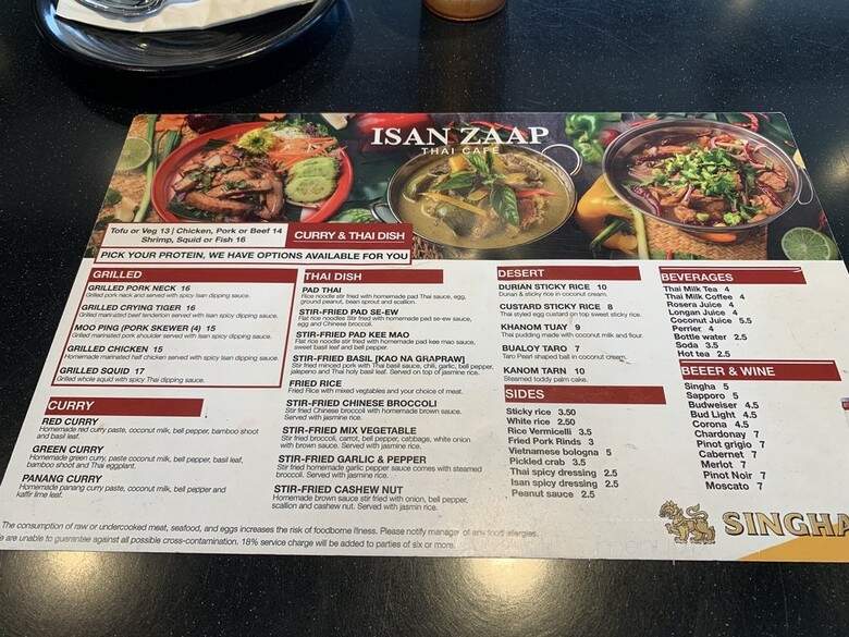 Isan Zaap Thai Cafe - Orlando, FL menu_pic