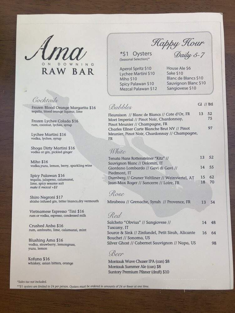 Ama Raw Bar - New York, NY menu_pic