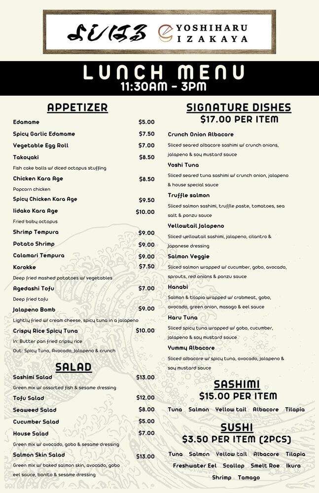 Yoshiharu Ramen - La Mirada, CA menu_pic