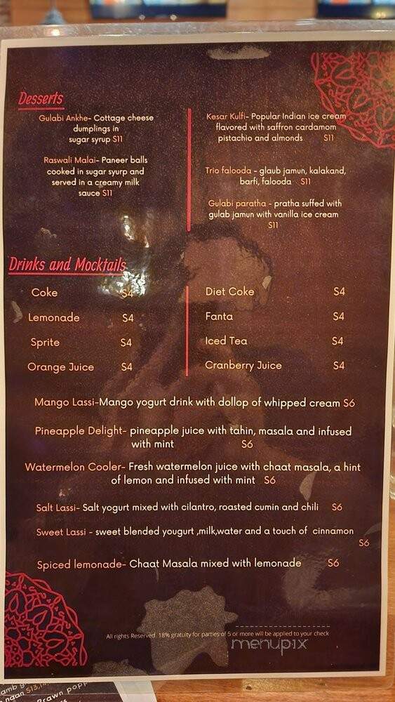 Spice Social - Fullerton, CA menu_pic