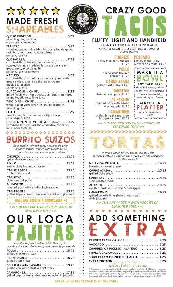 Boca Loca - Chicago, IL menu_pic
